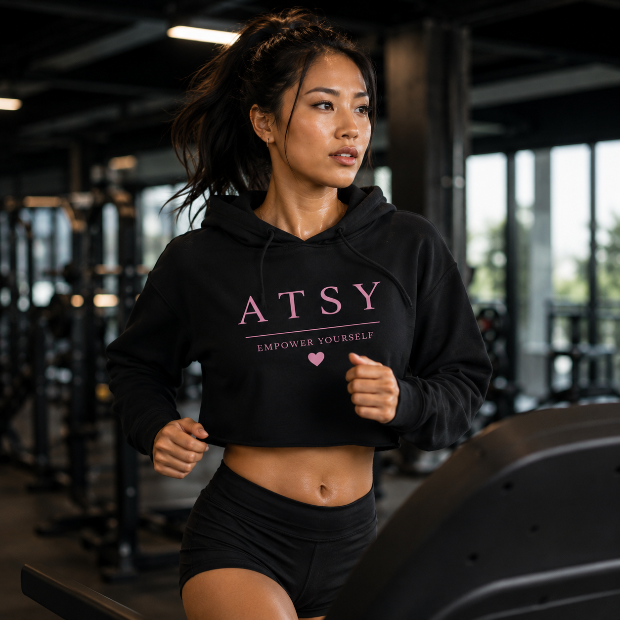 ATSY Empower Yourself Limited Edition Cropped Hoodie – Black & Pink